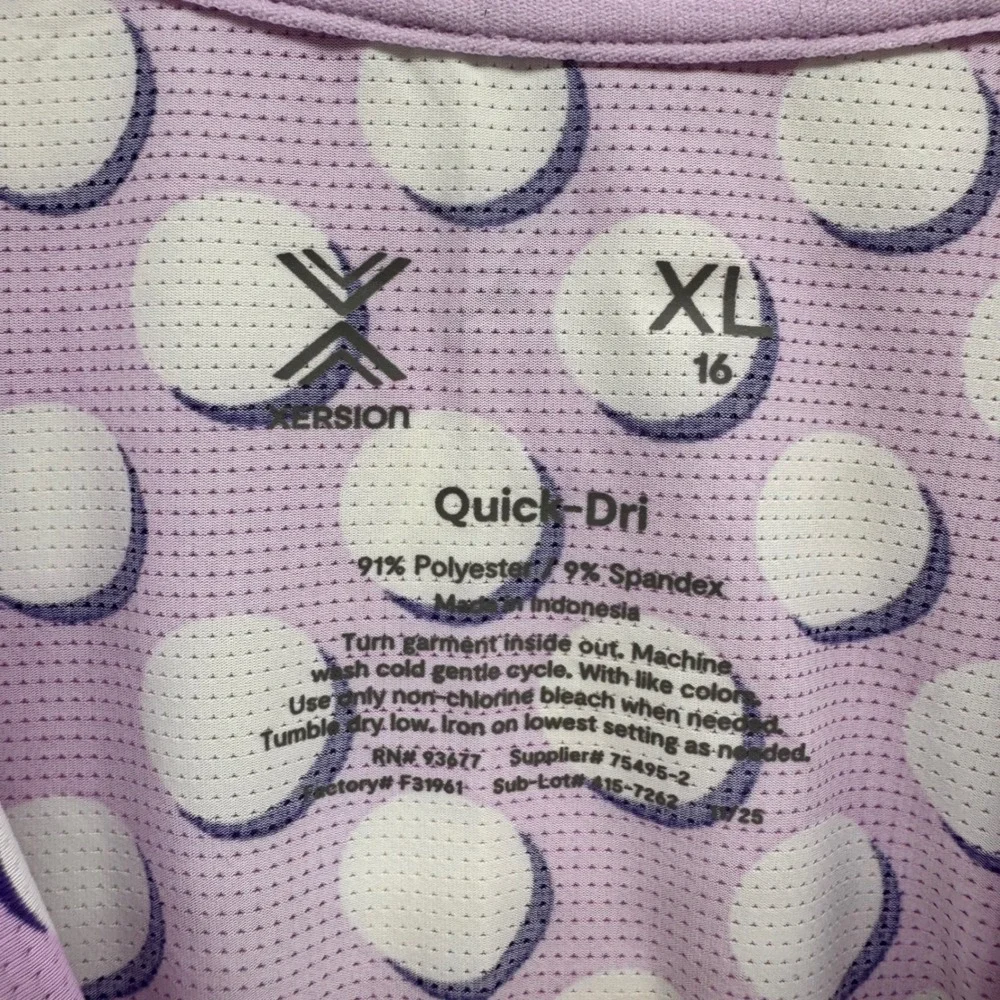 Xersion Girls XL 16 Quick-Dri Tank Top Lavender Purple White Polka Dot Active